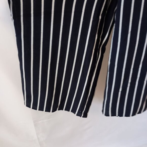 Crystal Sky Jumpsuit Black White Striped Size 9 Open Back Tie Cropped - Picture 4 of 8